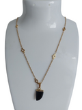 Gouden Schakelketting Dames RVS Zwarte Tand Hanger Edgy