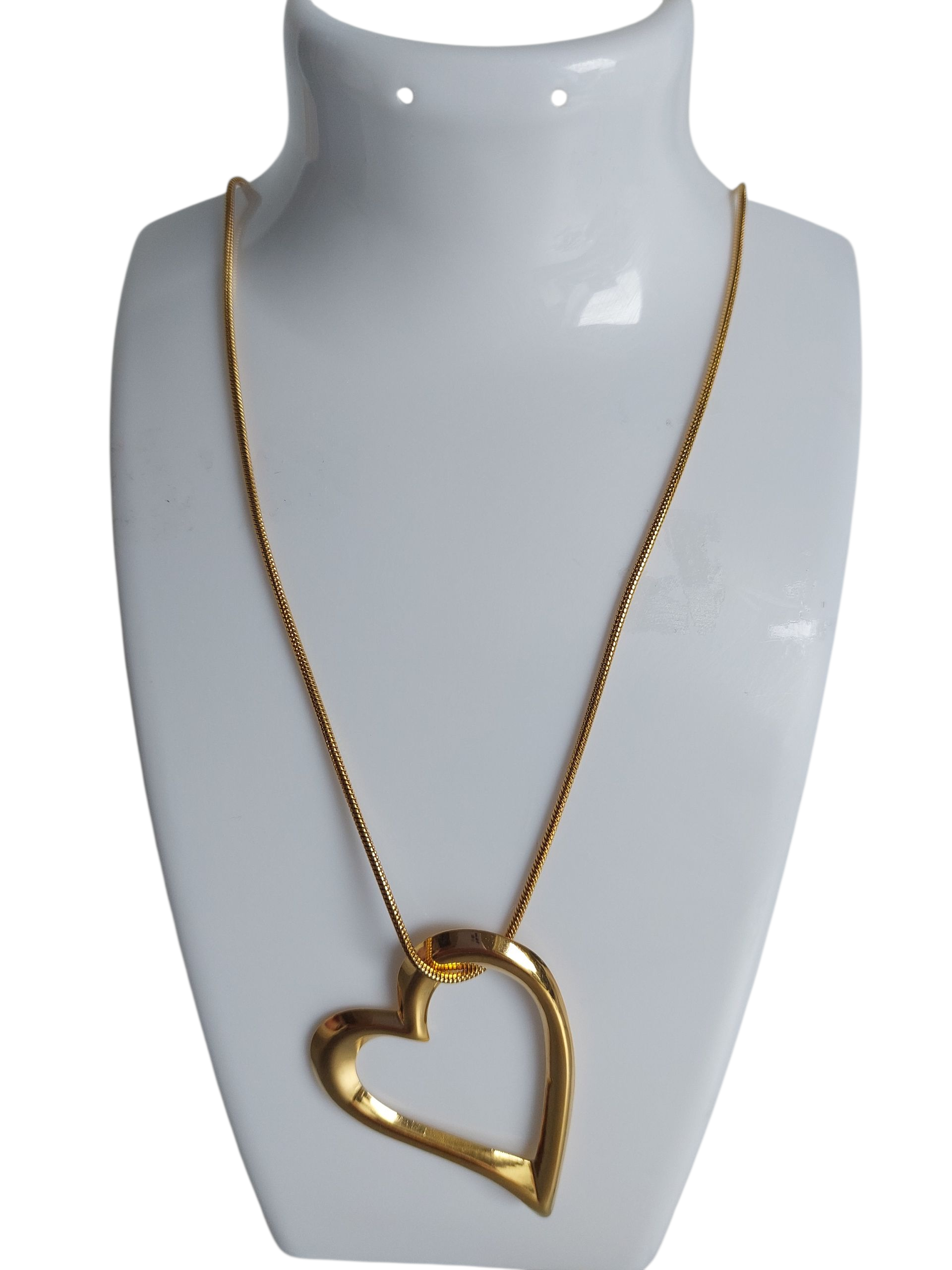 Ketting Dames RVS Snake Ketting Groot Open Hart Hanger Minimalistisch