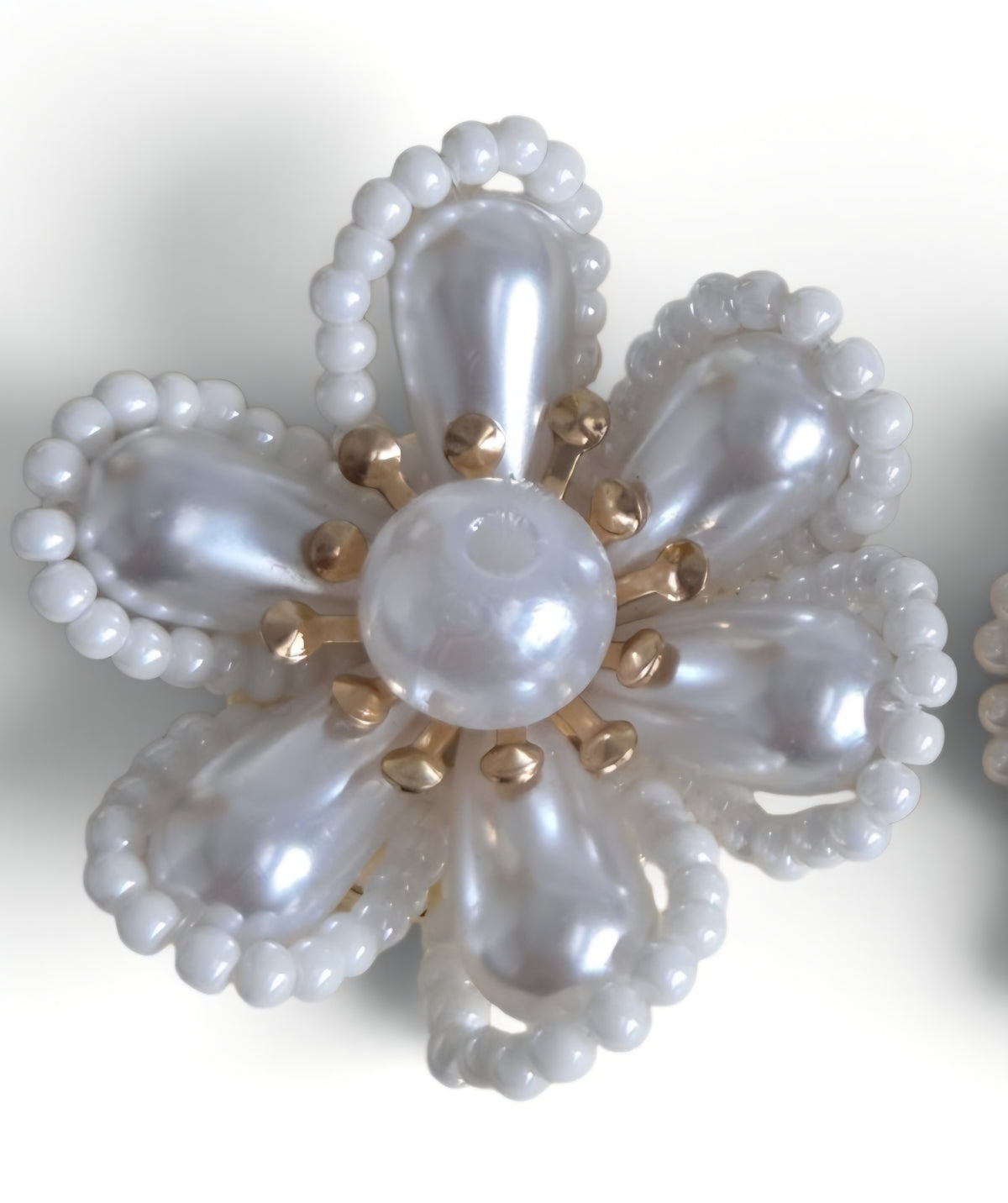 Button Covers Bloem – Parels/Goud – Wit (set van 2)