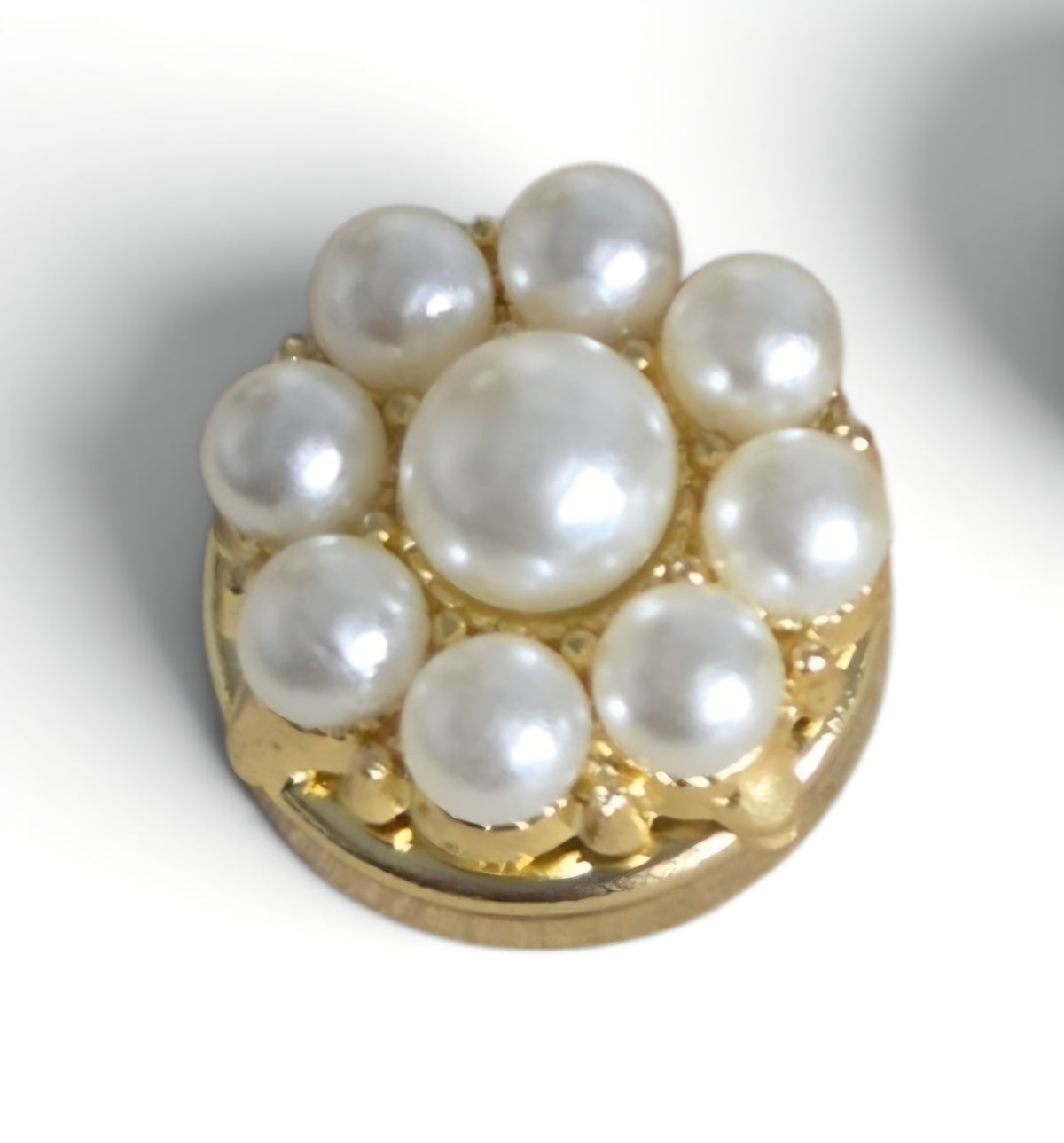 Button Covers Rond – Parels – Wit/Goud (set van 2)