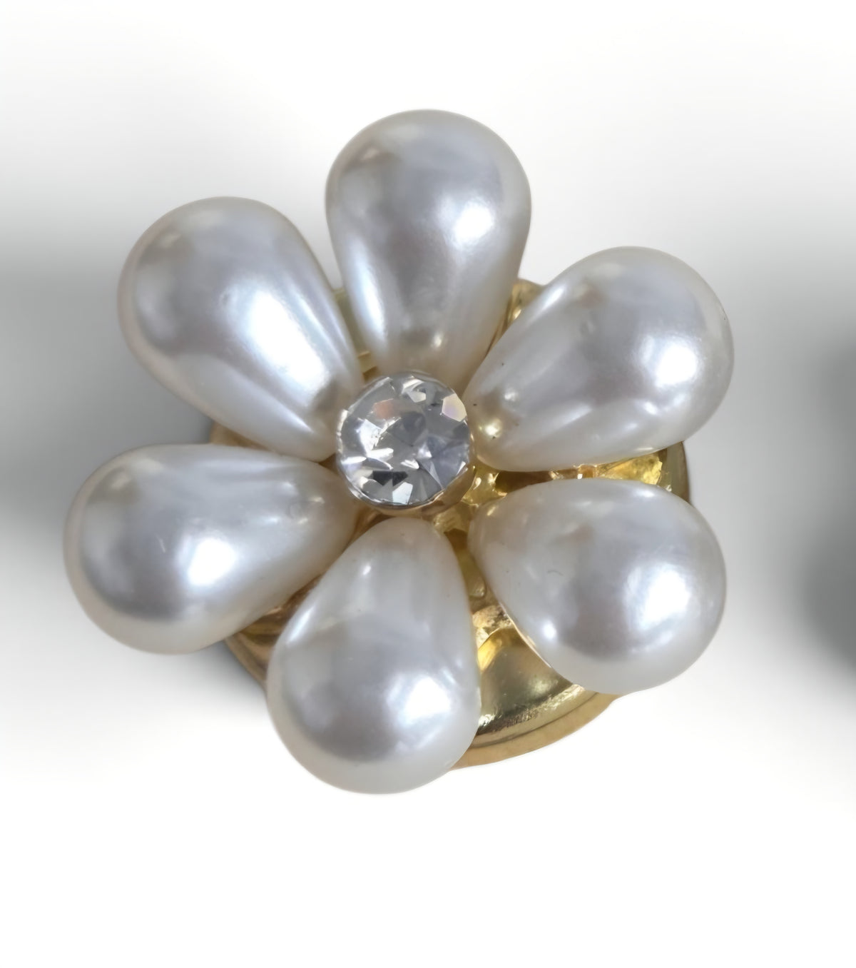 Button Covers Bloem – Parels/Strass – Wit/Goud (set van 2)