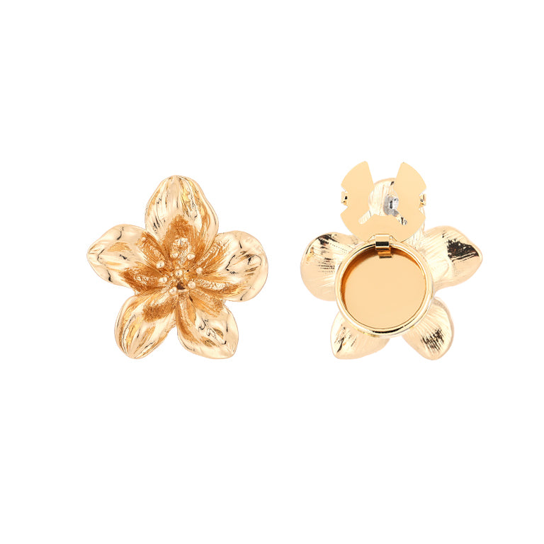 Button Cover Bloem Goud Set van 2 Relief Bloemblaadjes Glanzend
