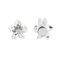 Button Cover Bloem Zilver Set van 2 Relief Bloemblaadjes Glanzend