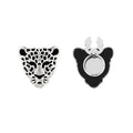 Button Cover Panter Zilver Set van 2 Kristalsteentjes Zwart Email