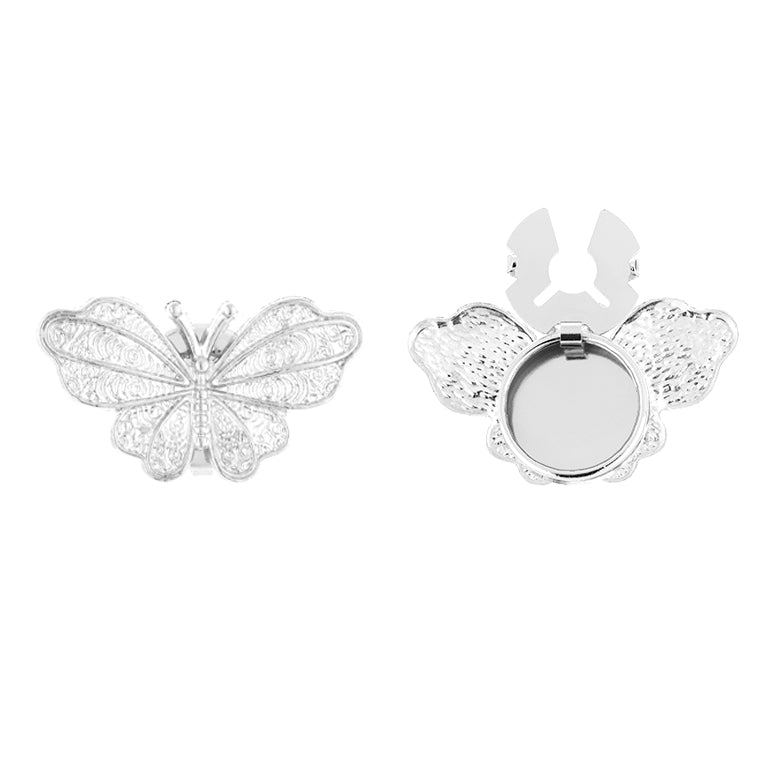 Button Cover Vlinder Zilver Set van 2 Filigraan Design