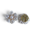 Button covers bloem parels wit goud – set van 2, voor- en achterkant