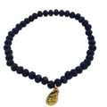 Donkerblauwe Elastische Kralenarmband Dames Facetgeslepen Kristal Gouden Ster Handmade