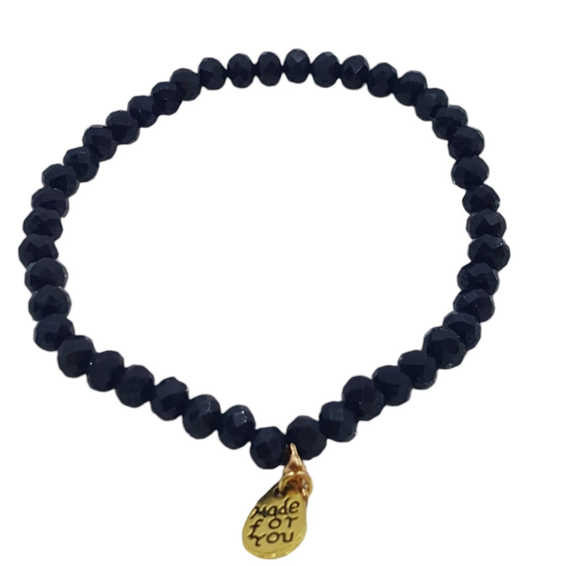 Donkerblauwe Elastische Kralenarmband Dames Facetgeslepen Kristal Gouden Ster Handmade