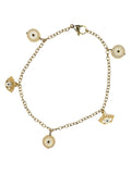 Gouden Enkelbandje Dames RVS Schakelketting Witte Evil Eye Bedels