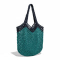 Gehaakte Shopper Donkerblauw Turquoise Papiergaren Handgemaakt 45x40cm