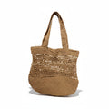 Gehaakte Shopper Lichtbruin Naturel Papiergaren Handgemaakt 40x38cm