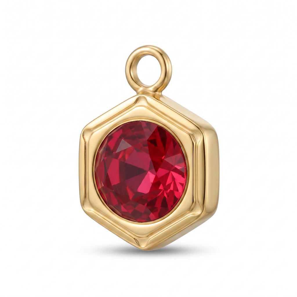 Italian Charm met geboortesteenbedel hexacon - Goud