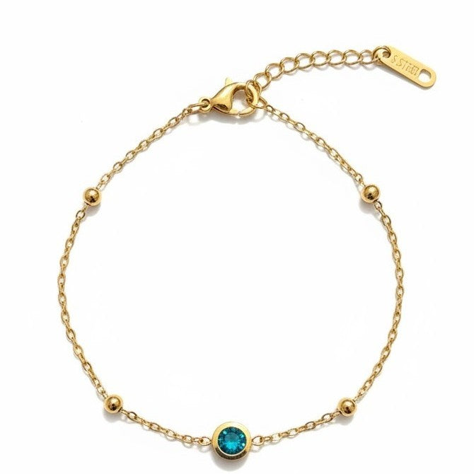 Gepersonaliseerde Geboortesteen Armband Dames Goud Stainless Steel 20cm