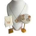 Gedroogde bloemen sieradenset goud - ketting, armband en oorbellen