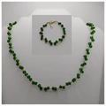 Kristalkralen sieraden set groen goud - ketting en armband