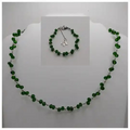 Kristalkralen sieraden set groen zilver - ketting en armband