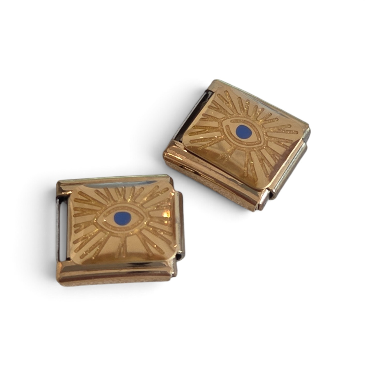 Italian Charm Alziend Oog Blauw - Goud