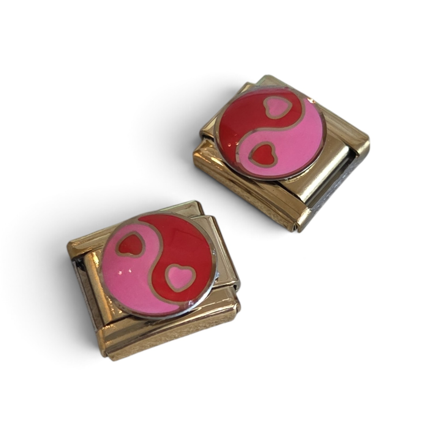 Italian Charm Yin Yang Roze/Rood - Goud