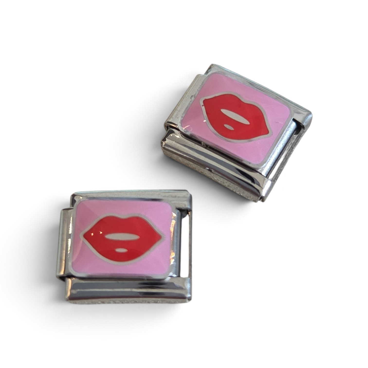 Italian Charm Kissing Lips - Zilver