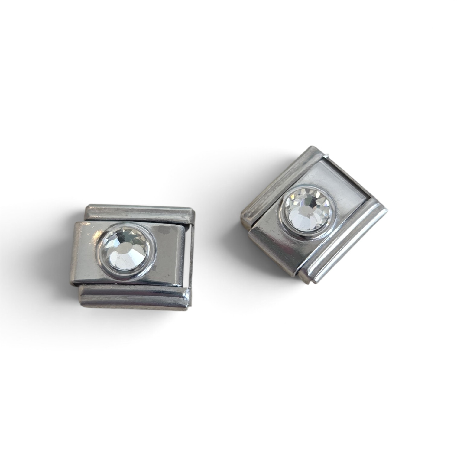 Italian Charm Strass Rond - Zilver