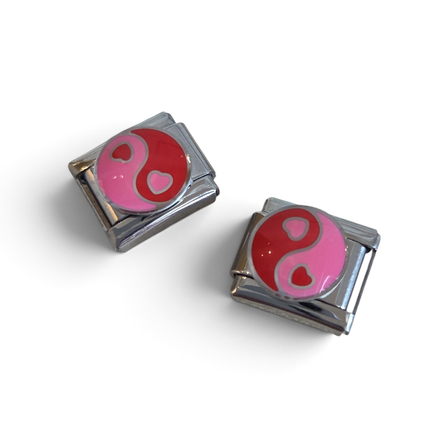 Italian Charm Yin Yang Roze/Rood - Zilver