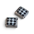 Italian Charm Zwart-Wit Ruit - Zilver