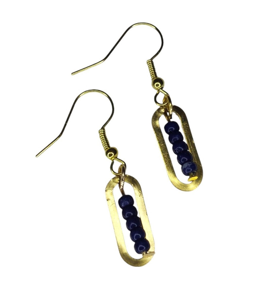 Gouden Oorbellen Dames RVS Ovale Hanger Kleurrijke Glazen Kraaltjes