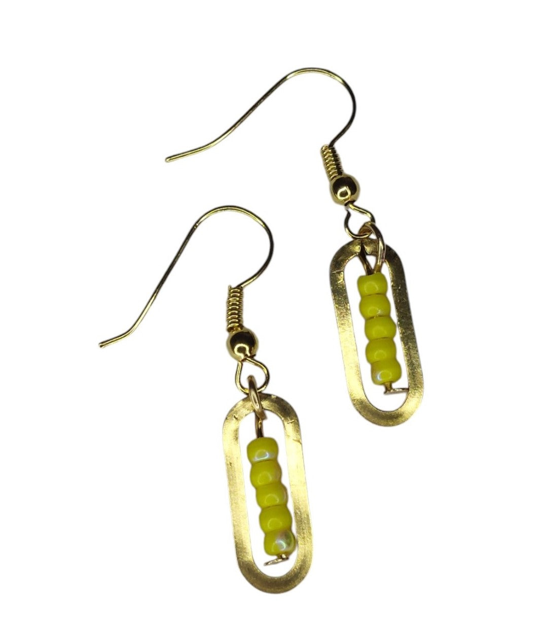 Gouden Oorbellen Dames RVS Ovale Hanger Kleurrijke Glazen Kraaltjes