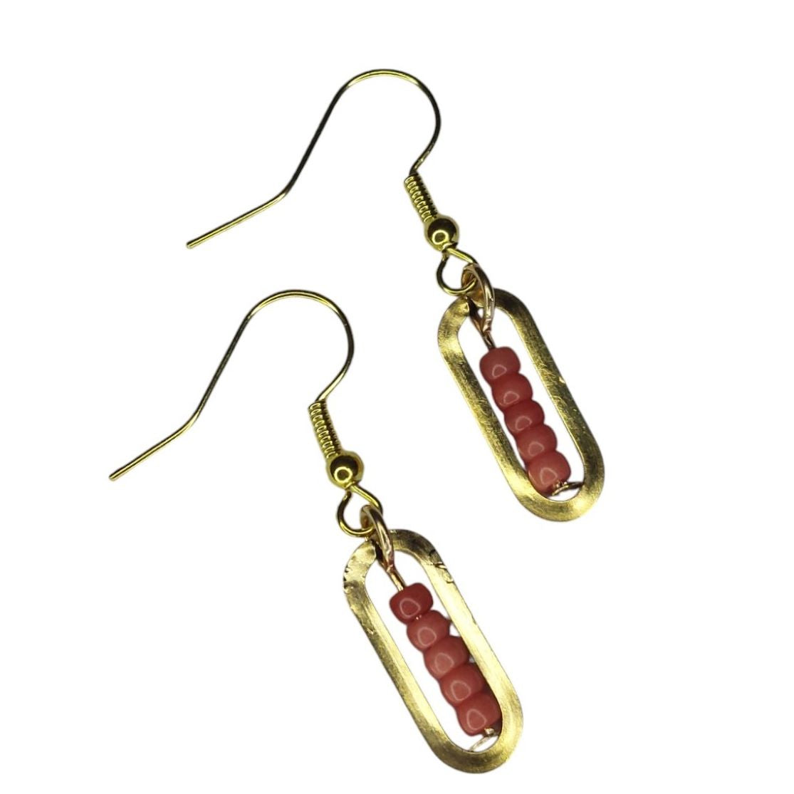 Gouden Oorbellen Dames RVS Ovale Hanger Kleurrijke Glazen Kraaltjes