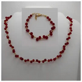 Kristalkralen sieraden set rood goud - ketting en armband