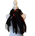 Dames Geblokte Sjaal met Franje Wol Viscose Geruit 70x180cm Wasbaar