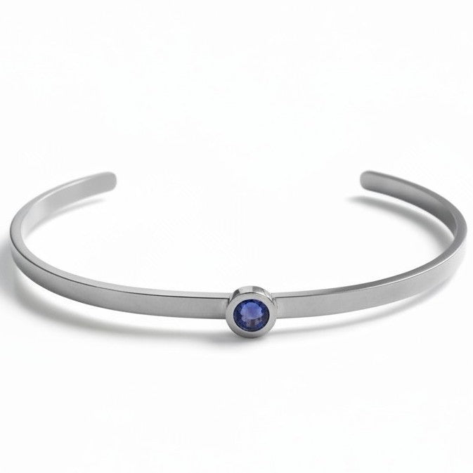 Gepersonaliseerde Geboortesteen Bangle Dames Zilver Stainless Steel
