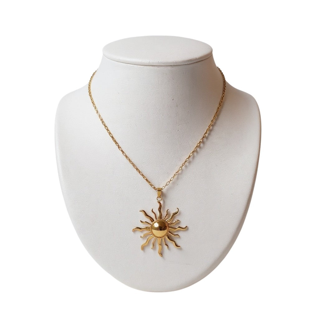 Ketting Dames RVS Grote Zon Hanger Schakelketting Goud Zilver