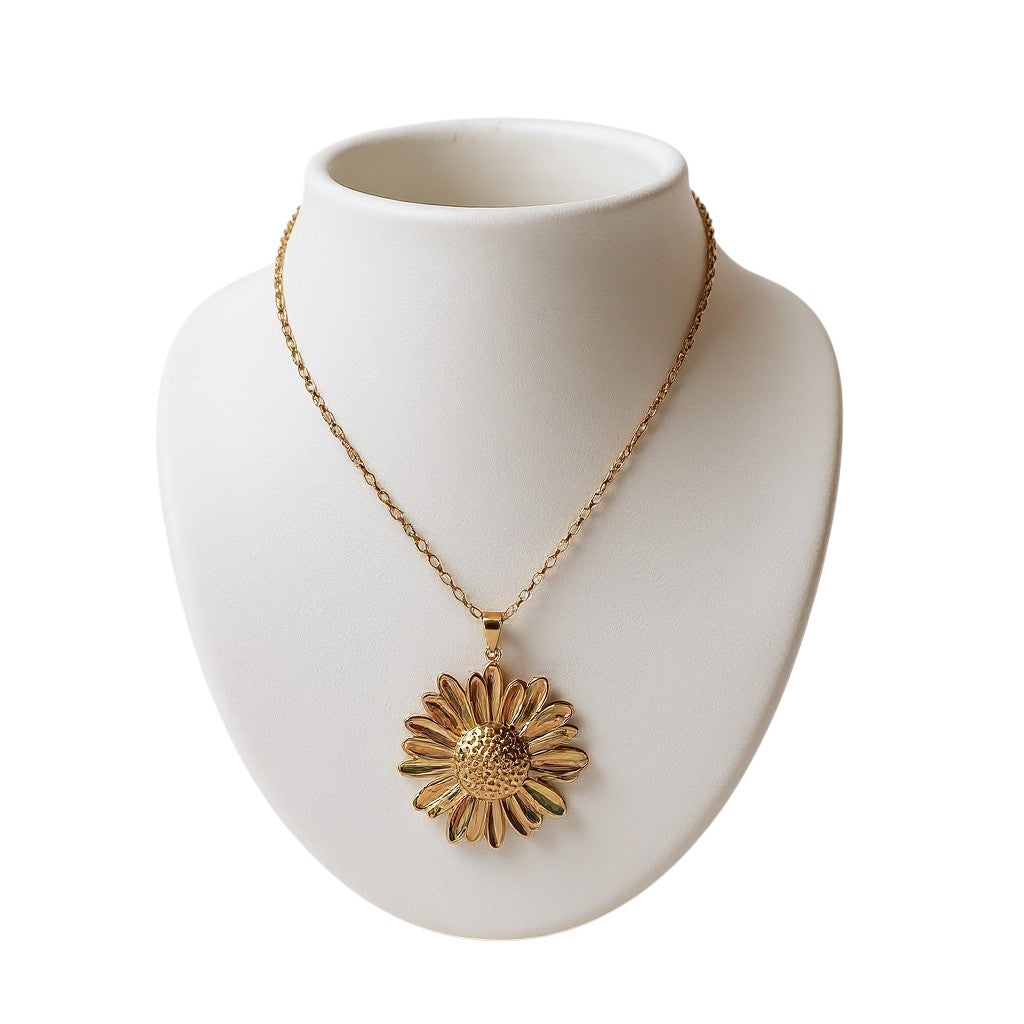 Ketting Dames RVS Grote Zonnebloem Hanger Schakelketting Goud Zilver