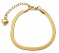 Gouden Snake Armband Dames RVS Platte Slangenketting Hartbedel