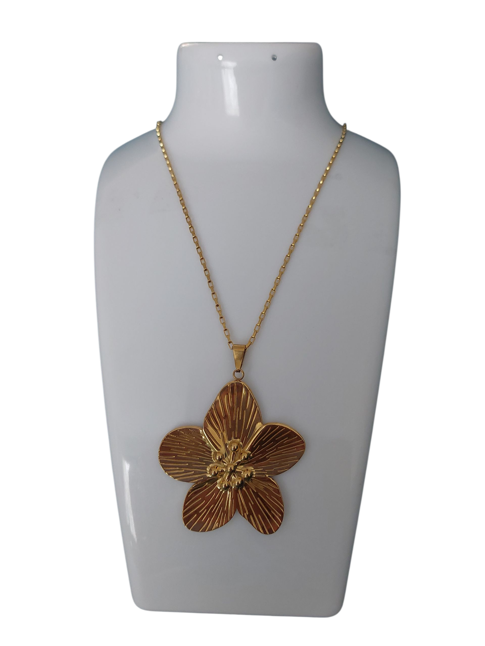 Ketting Dames RVS Grote Bloem Hanger Schakelketting Botanisch