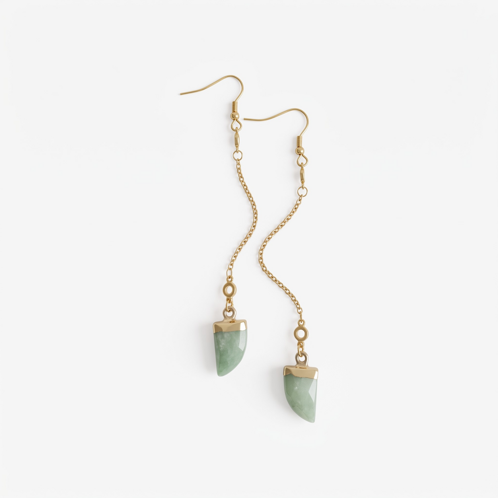 Gouden lange jade oorbellen productfoto