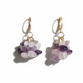 Oorbellen Dames Stainless Steel Amethist Rozenkwarts Paars Roze Handgemaakt