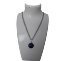 Zilveren 3-Laags Ketting Dames RVS Blauwe Natuursteen Hanger