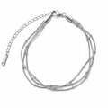 Zilveren 3-in-1 Snake Armband Dames RVS Drie Kettingen Bolletjes