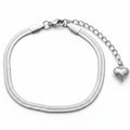 Zilveren Snake Armband Dames RVS Platte Slangenschakel Hartbedel