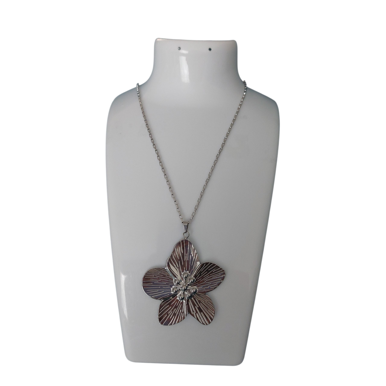 Ketting Dames RVS Grote Bloem Hanger Schakelketting Botanisch