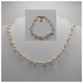 Glasparels sieraden set wit goud - ketting en armband