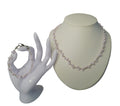 Kristalkralen sieraden set roze zilver - ketting en armband