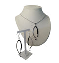 Sieraden Set Dames RVS Zilveren Snake Ketting Oorbellen Kristallen Kralen
