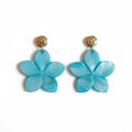 Grote Bloem Oorbellen Dames Goud Stainless Steel Parelmoer Schelp Zomer