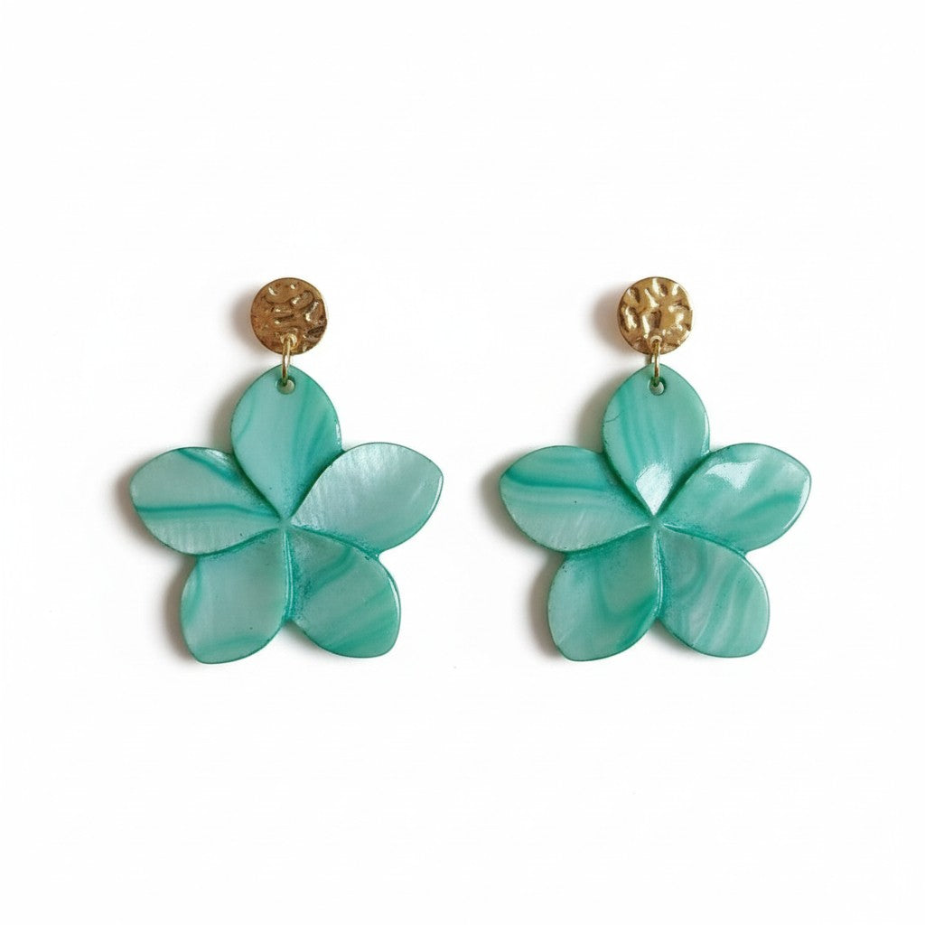 Grote Bloem Oorbellen Dames Goud Stainless Steel Parelmoer Schelp Zomer