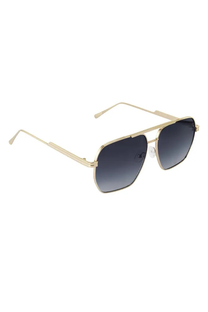 Dames Zonnebril Piloot Goud Zwart Metalen Montuur UV400