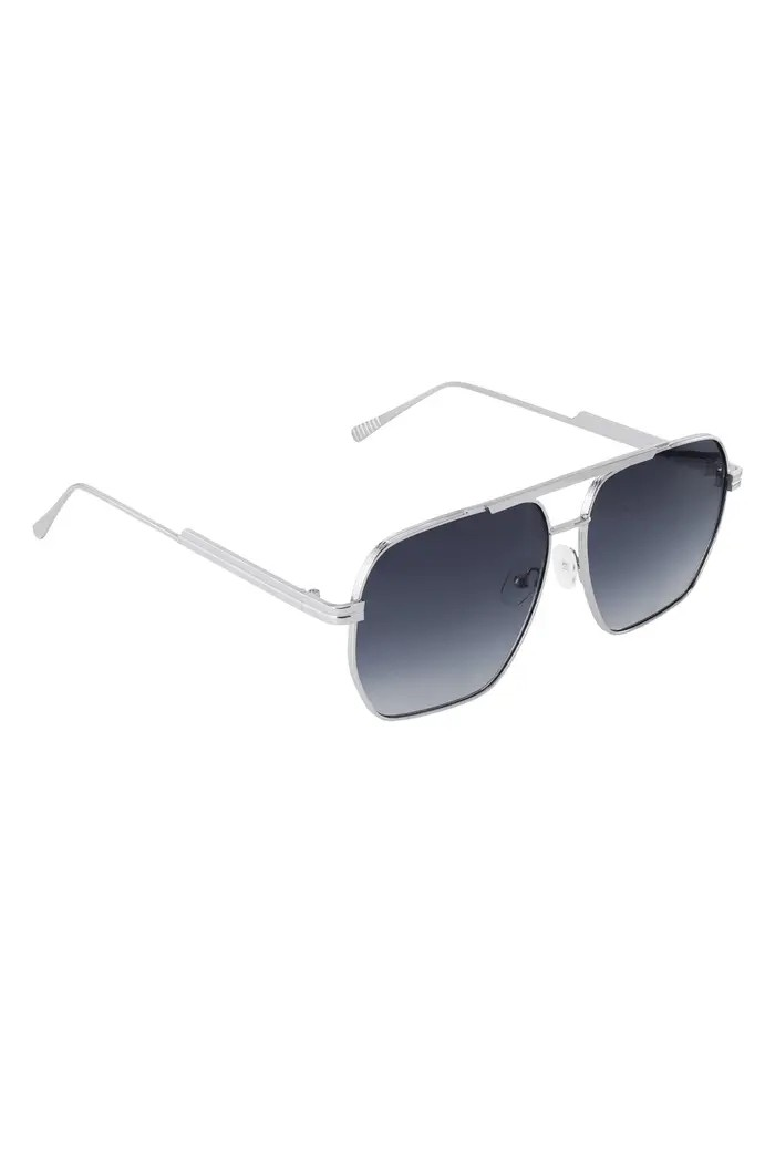 Dames Zonnebril Piloot Zilver Zwart Metalen Montuur UV400