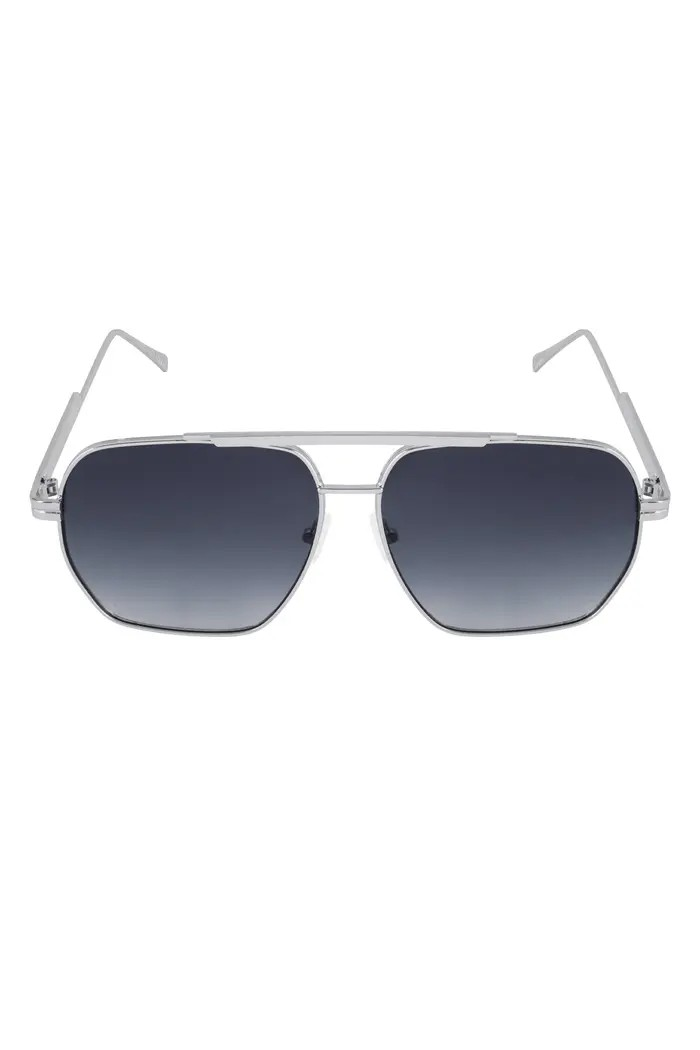 Dames Zonnebril Piloot Zilver Zwart Metalen Montuur UV400